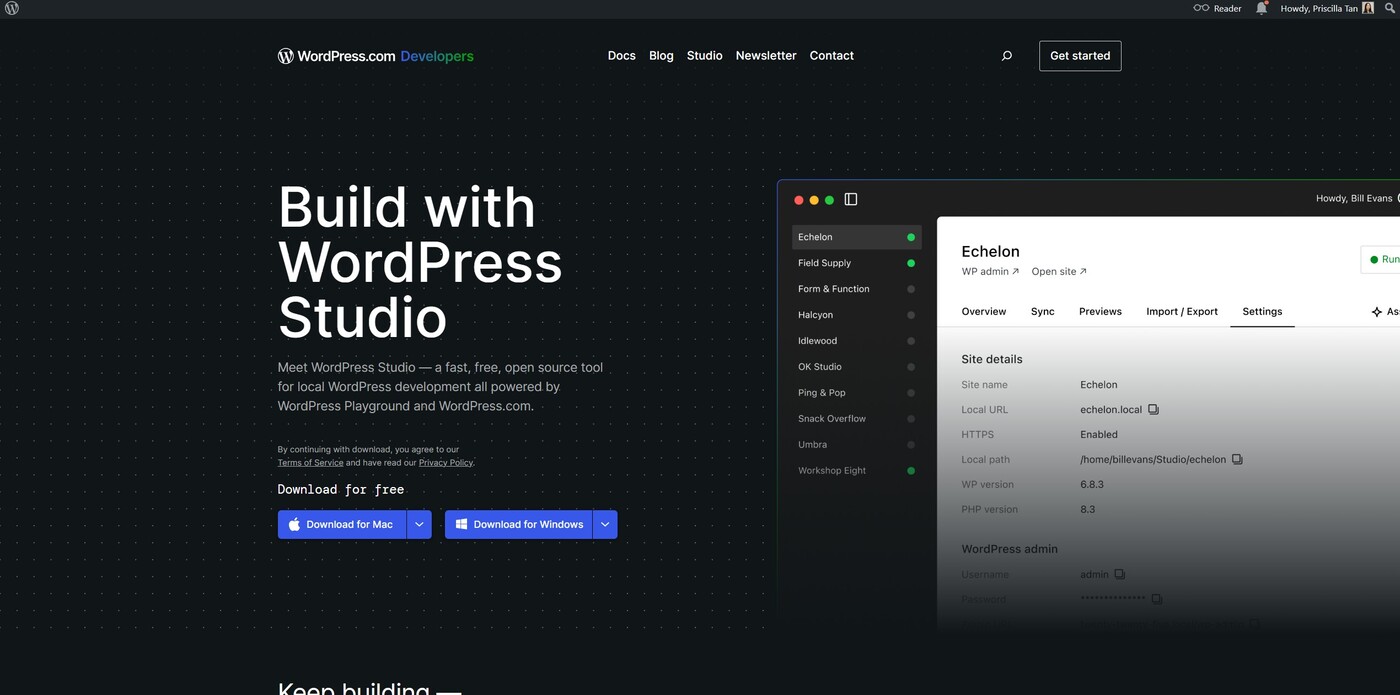 Build locally with WordPress Studio