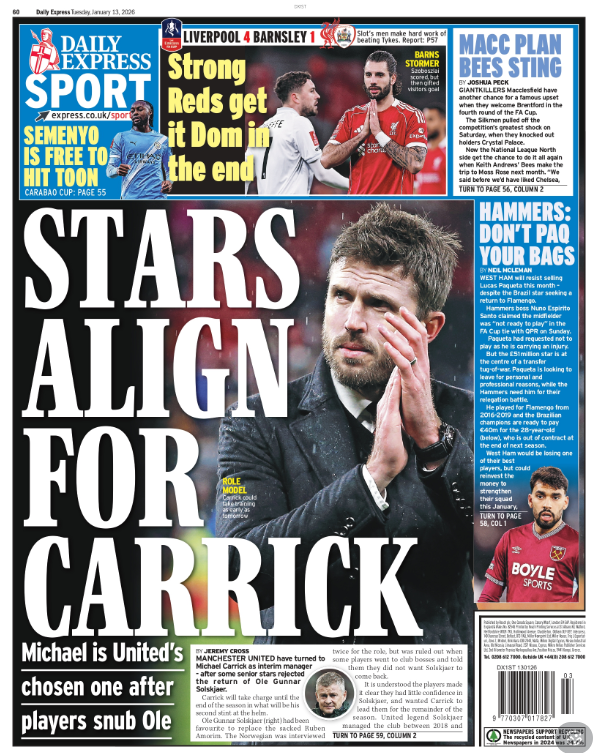 The back page of the Express