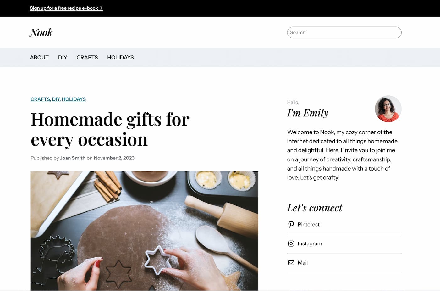 Nook WordPress Theme Homepage Design