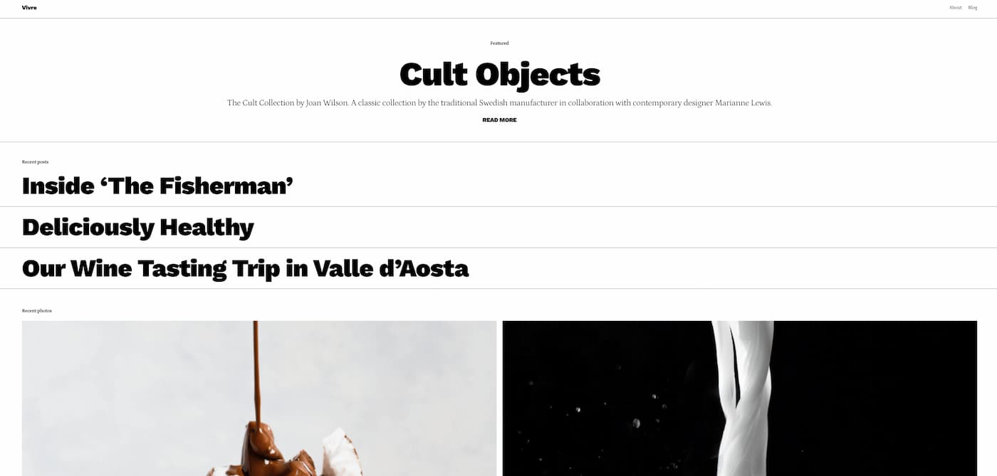 Vivre WordPress Theme Homepage Design