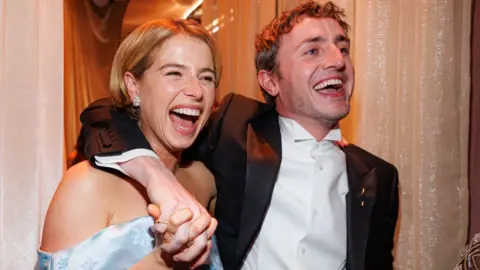 Getty Images Jessie Buckley and Paul Mescal pictured at the Golden Globe Awards in January