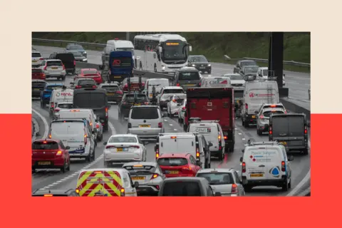 Getty Images Traffic begins to build up on M6 motorway