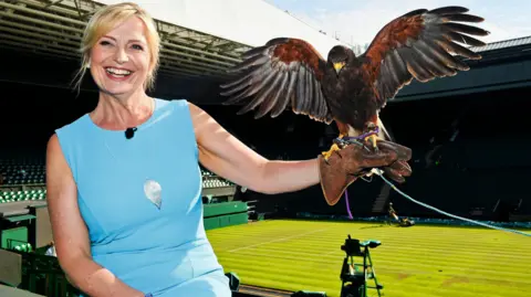 Getty Images Carol Kirkwood And Hawk Rufus Today In Centre Court. 05-July-2017