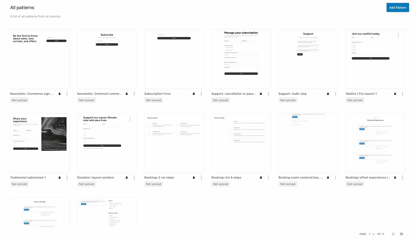 Retrospect WordPress Theme Patterns
