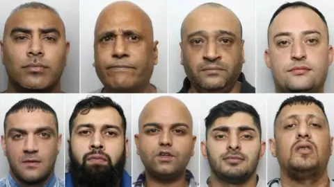 West Yorkshire Police (From top left, clockwise) Basharat Khaliq, Saeed Akhtar, Naveed Akhtar, Parvaze Ahmed, Zeeshan Ali, Fahim Iqbal, Izar Hussain, Mohammed Usman and Kieran Harris were all jailed at Bradford Crown Court in 2019