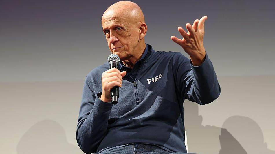 Fifa head of referees Pierluigi Collina speaks during a news conference