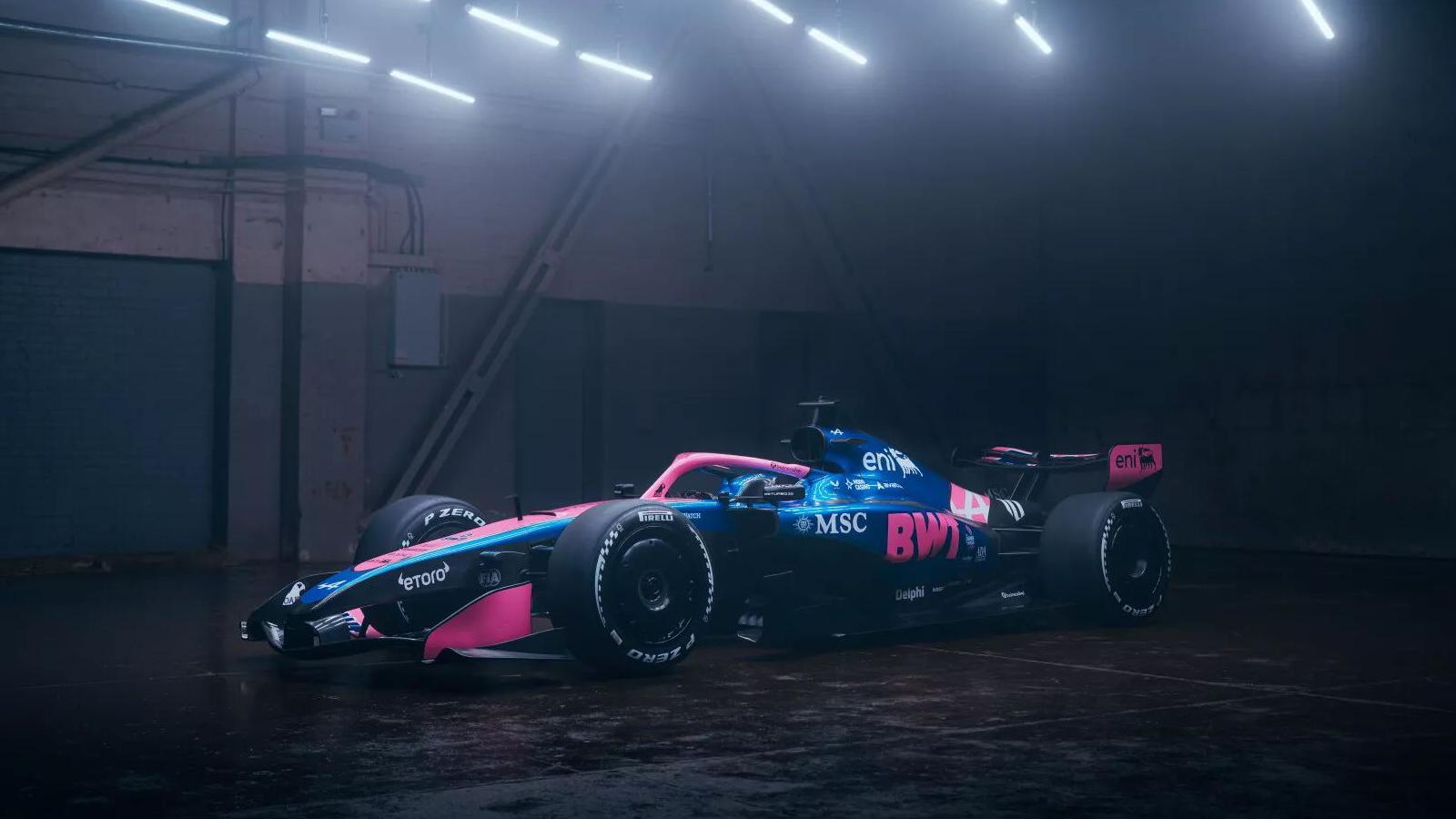Alpine official launch photo of their 2026 livery on a show car
