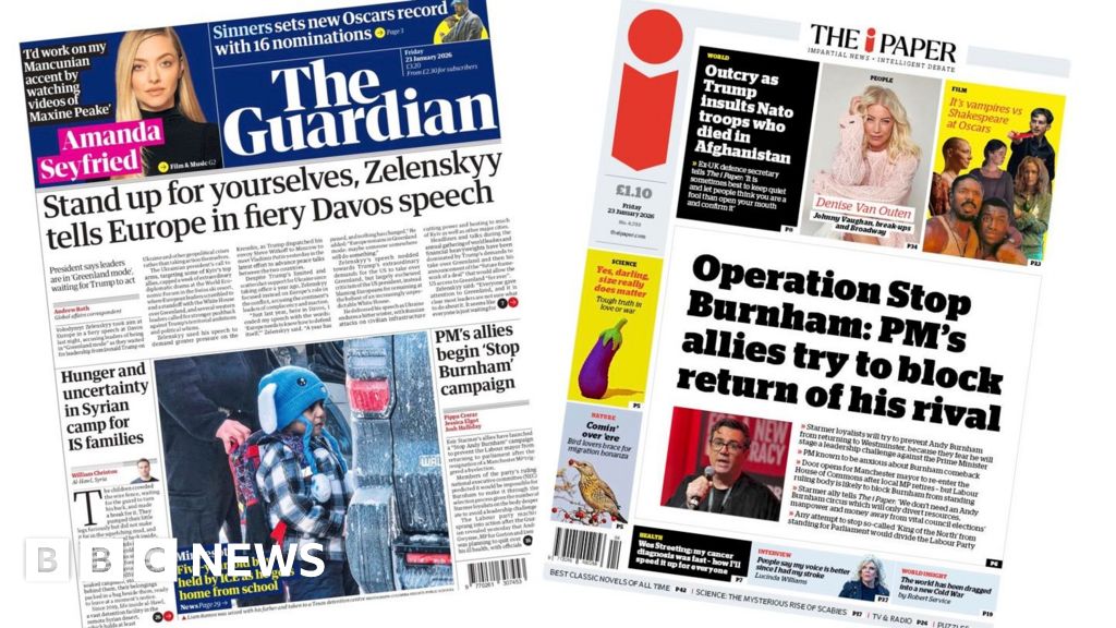 The Papers: Zelensky’s ‘fiery’ Davos speech and ‘Operation Stop Burnham’