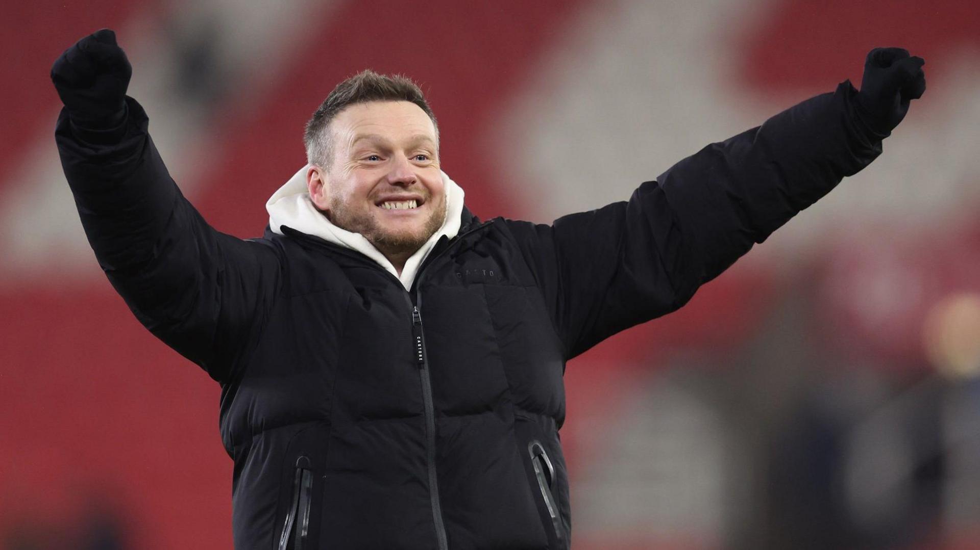 Middlesbrough boss Kim Hellberg celebrates