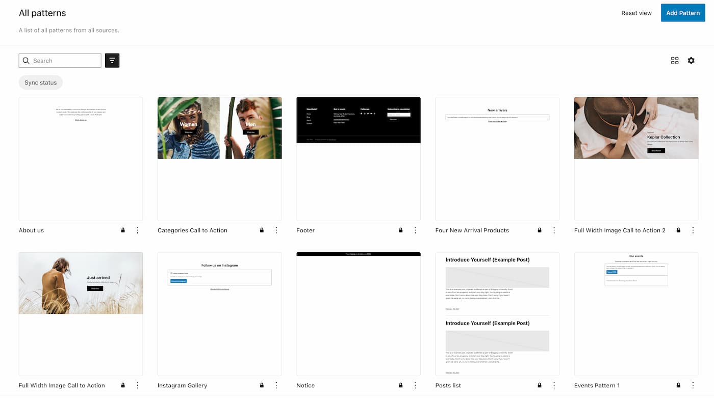 Tsubaki WordPress Theme Patterns