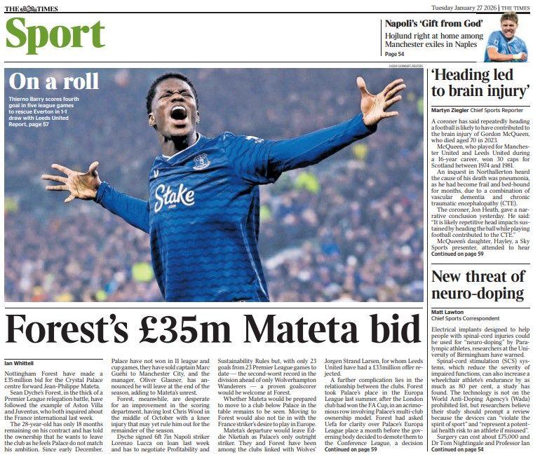 The back page of The Times