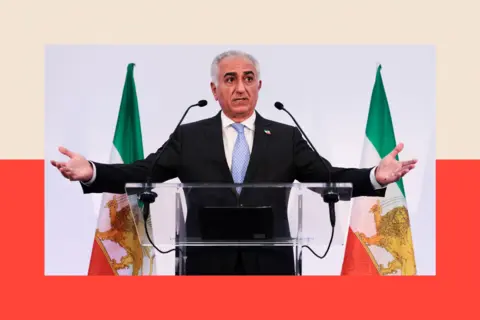 AFP via Getty Images Reza Pahlavi holds a press conference