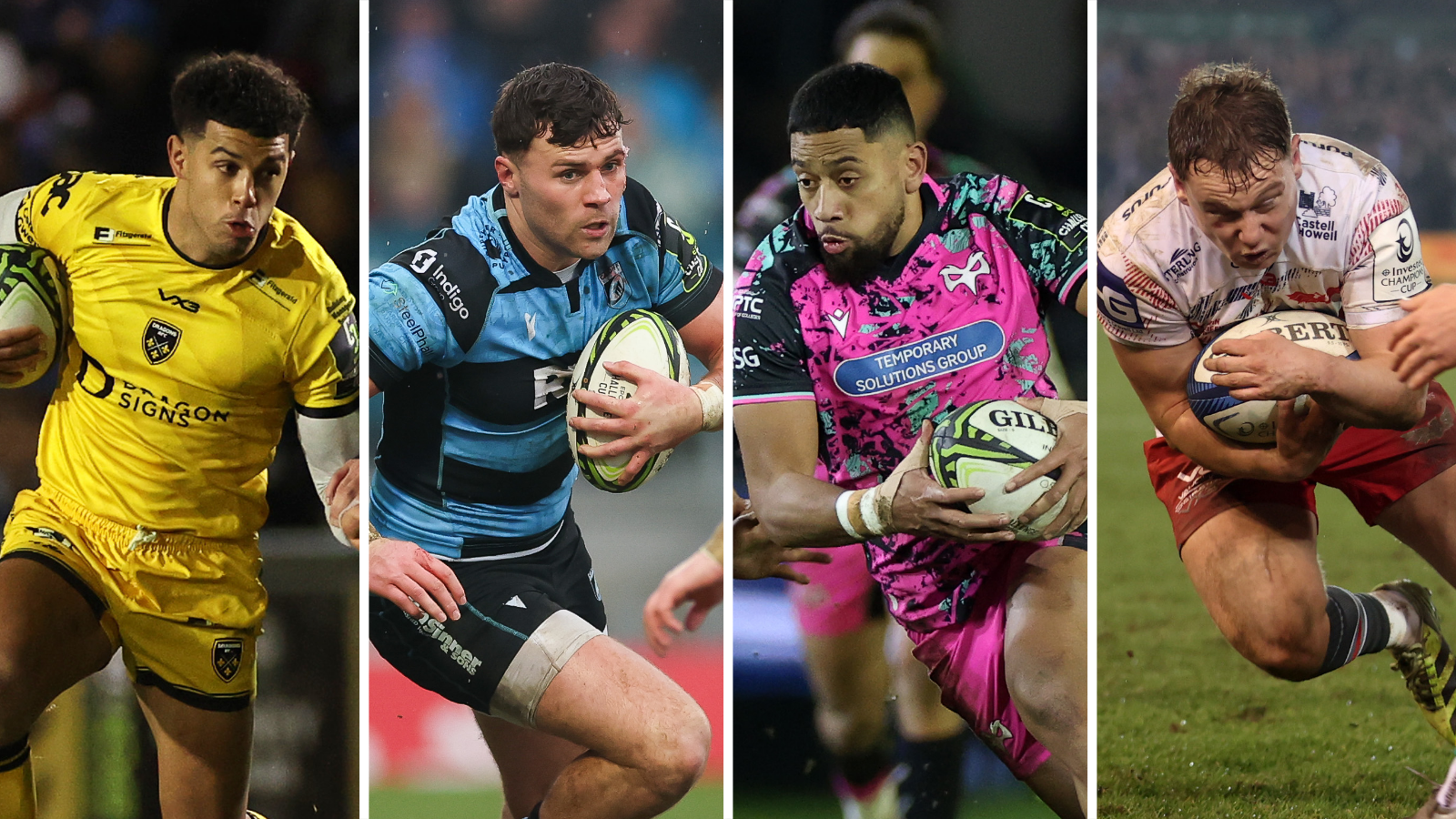 Dragons' Rio Dyer, Cardiff's Mason Grady, Ospreys' Phil Cokanasiga and Scarlets' Sam Costelow