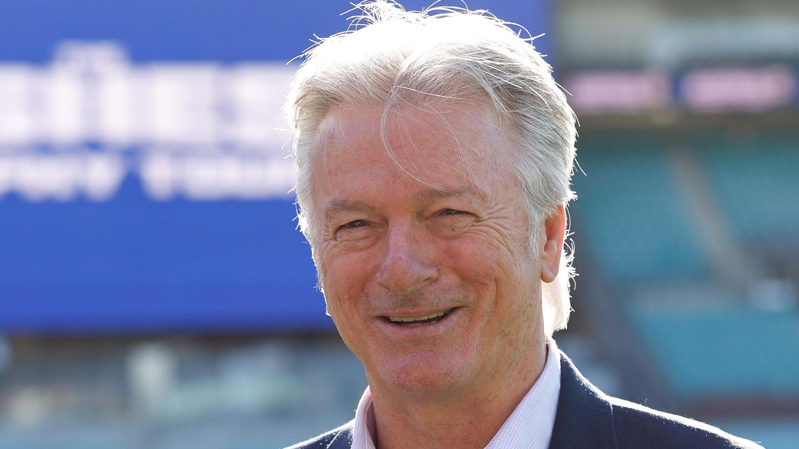 Steve Waugh smiling during a trophy tour to promote the 2025-26 Ashes series