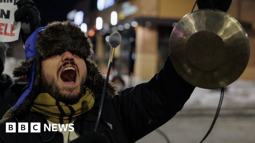BBC at protests outside hotel where Trump’s immigration chief believed to be staying