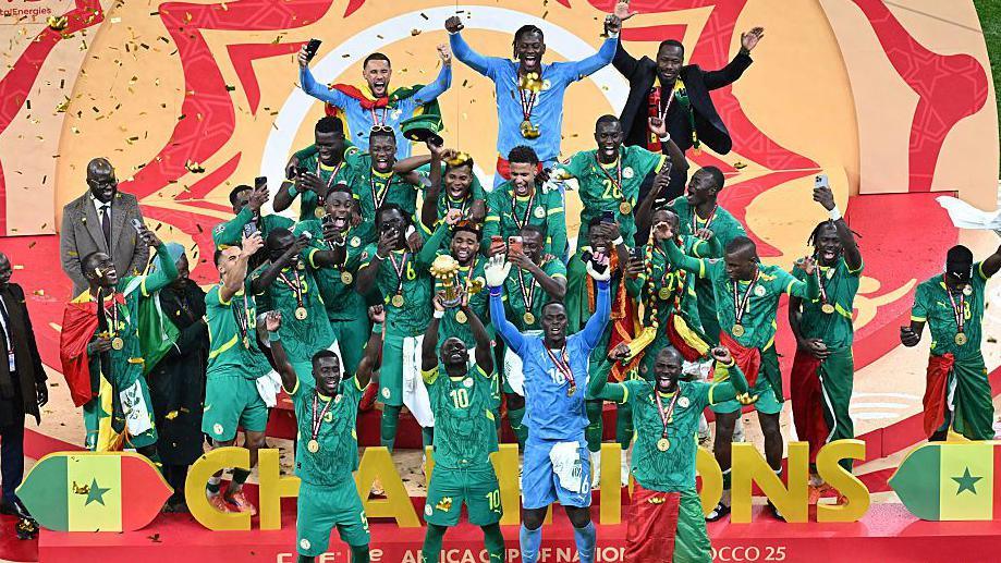 Senegal lift the Afcon trophy after beating Morocco