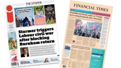 ‘Starmer triggers Labour civil war’ and ‘Republicans break ranks’