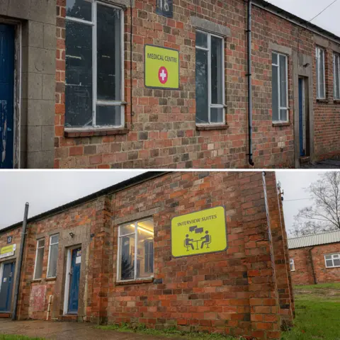 Home Office via PA Media A composite image shows two images of the buildings, with signs on saying 'medical centre' and 'interview suites'.