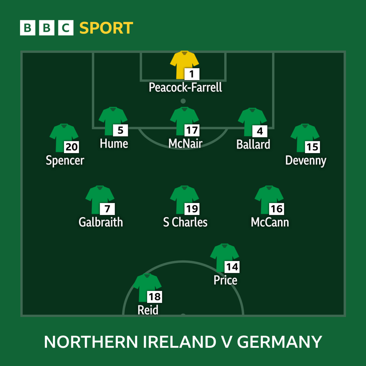 Northern Ireland line-up against Germany
