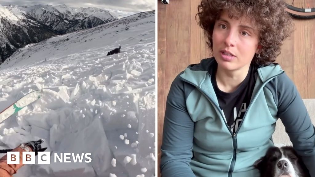 Watch: Moment skier and dog swept along by avalanche