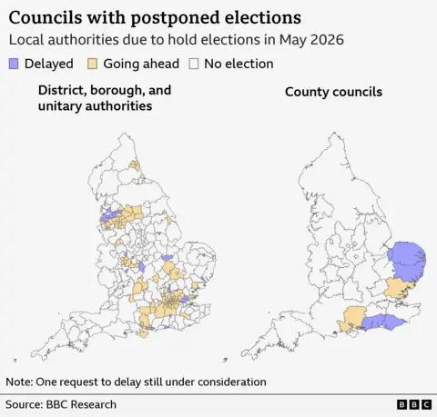 Twenty-nine English councils to delay elections, minister confirms