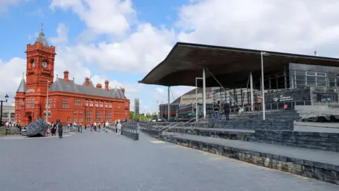 PA Media A view of the Senedd, the Welsh parliament building in Cardiff.
