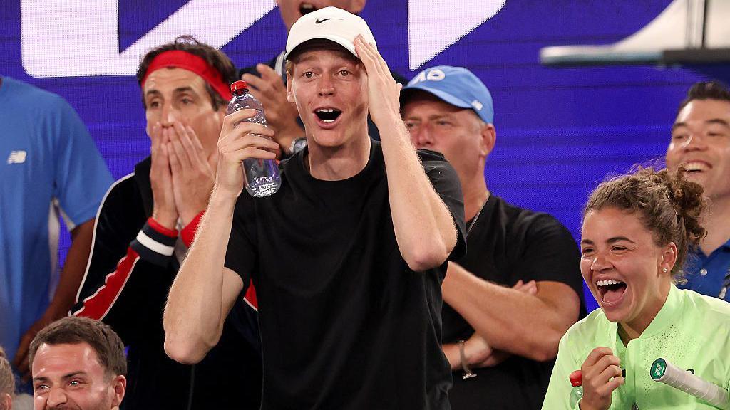 Jannik Sinner watches at the Million Dollar One Point Slam