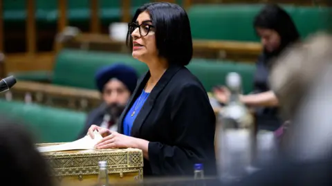 House of Commons Home secretary Shabana Mahmood speaking at the dispatch box in the House of Commons.