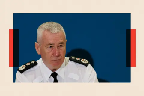 PA Wire A close up shot of Police Service of Northern Ireland (PSNI) chief constable Jon Boutcher