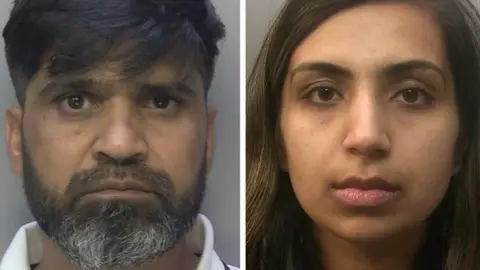 Surrey Police Mugshots of Urfan Sharif and Beinash Batool.