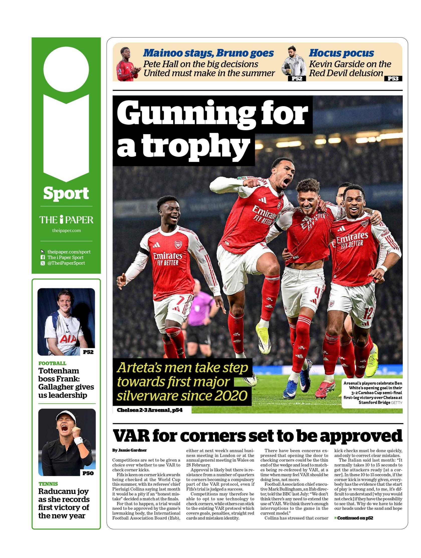 Back page of The i Paper on Thursday