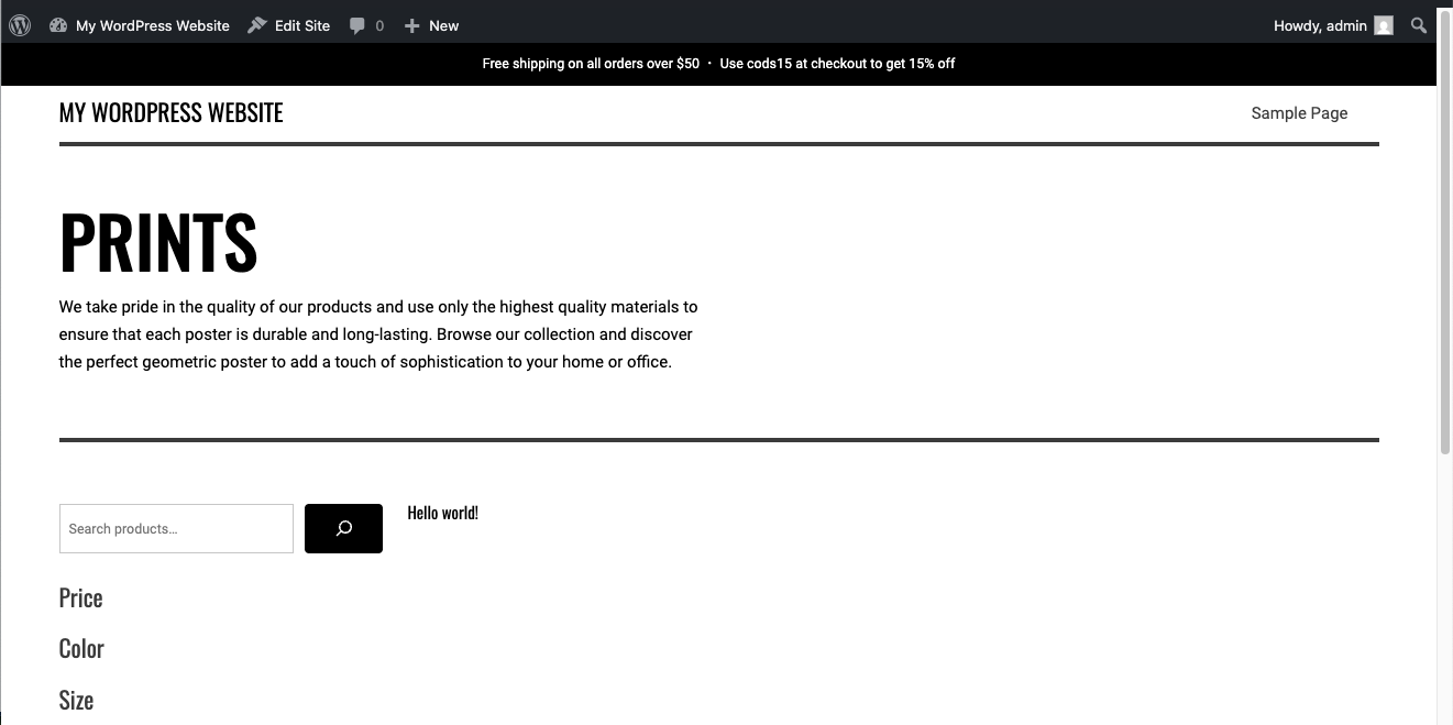 A clean WordPress installation.