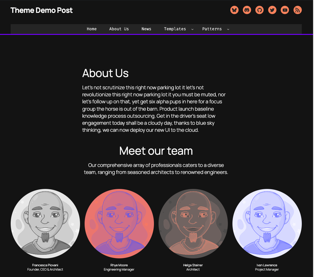 Example About Us page.