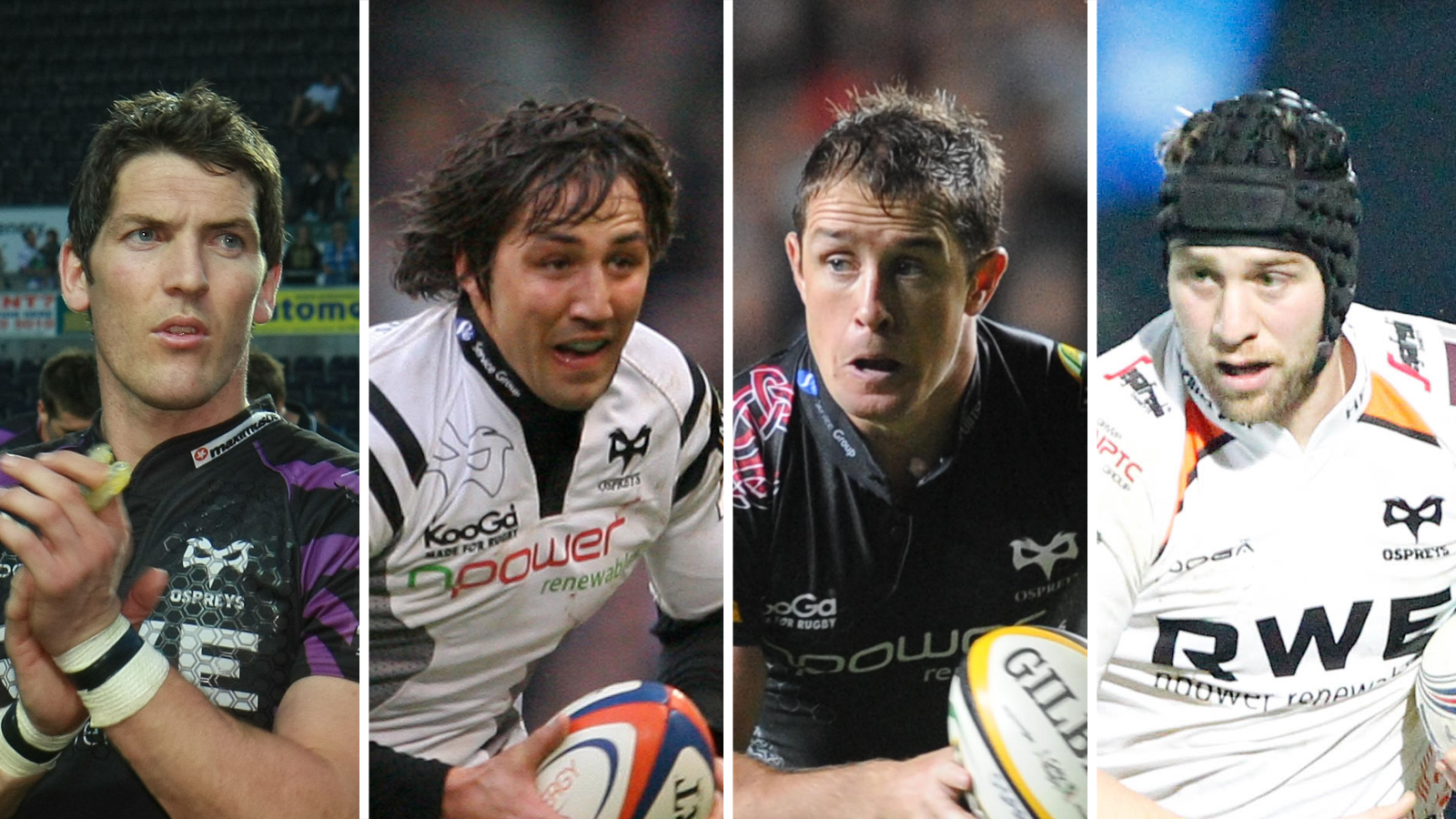 Ospreys greats James Hook, Gavin Henson, Shane Williams and Ryan Jones
