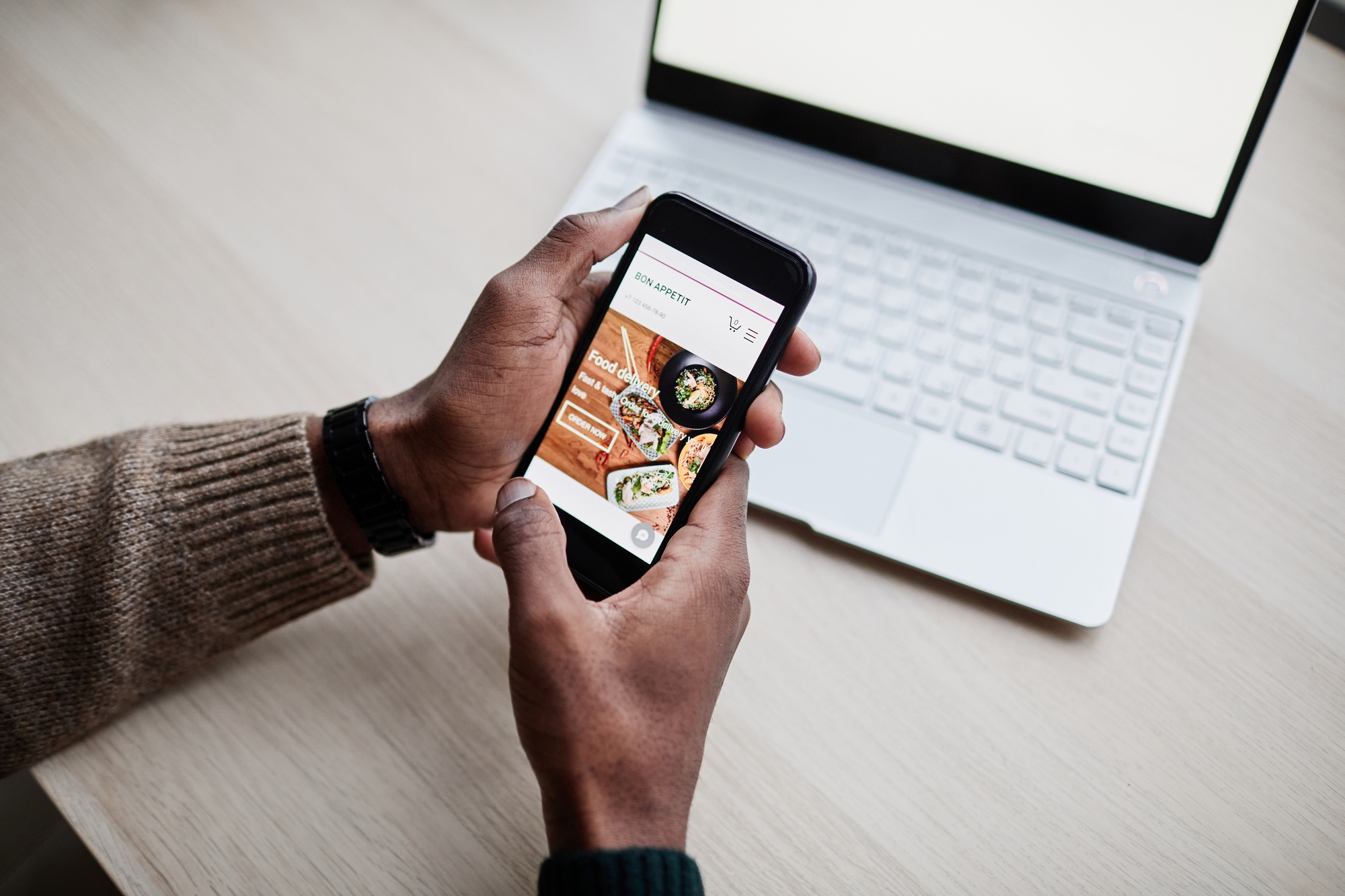 Person Using Food Delivery App