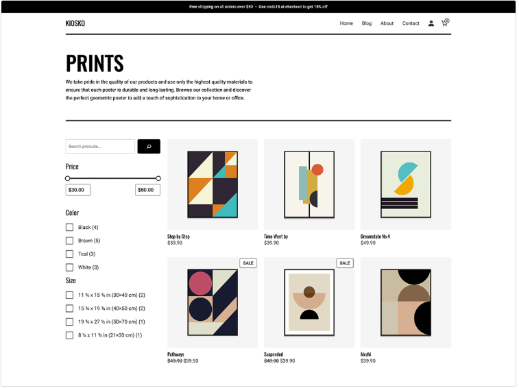 Example of a WordPress theme demo.