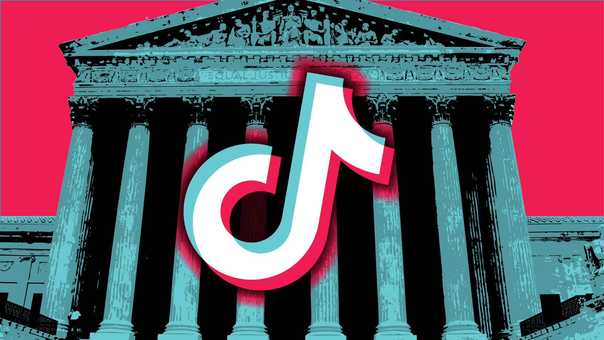 TikTok logo superimposed on Supreme Court building