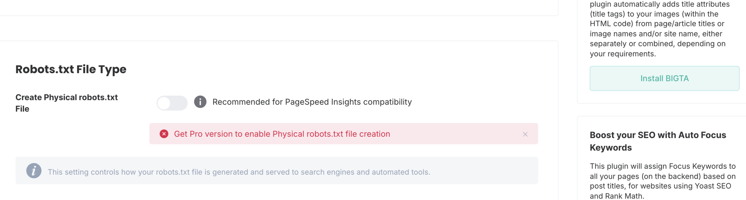 Screenshot of the Better Robots.txt plugin.