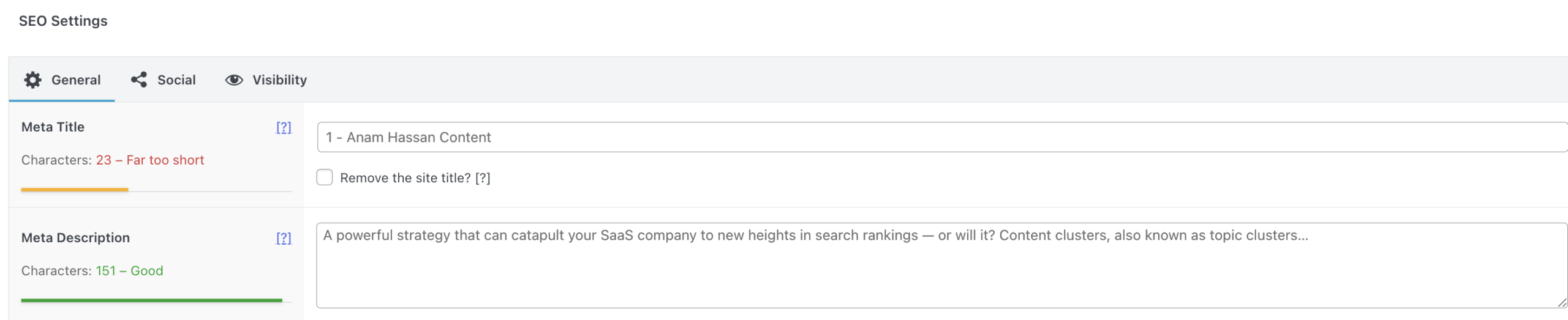 Screenshot of the The SEO Framework plugin.