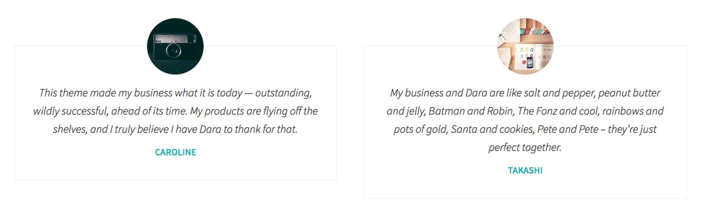 Screenshot of a Website Testimonial Section.