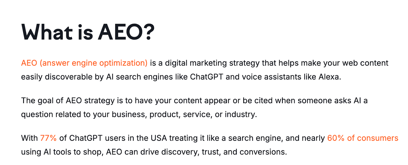 Image with a text description of what AEO is.