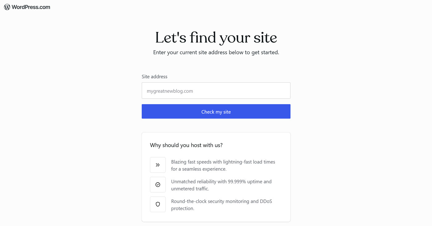 Screenshot of the WordPress.com site builder tool.