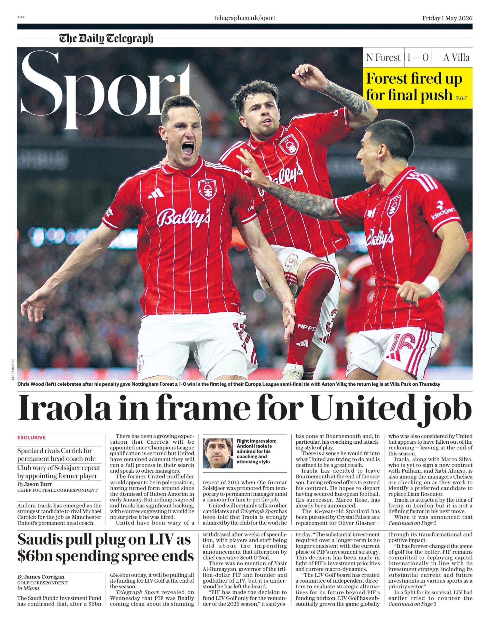 Telegraph back page