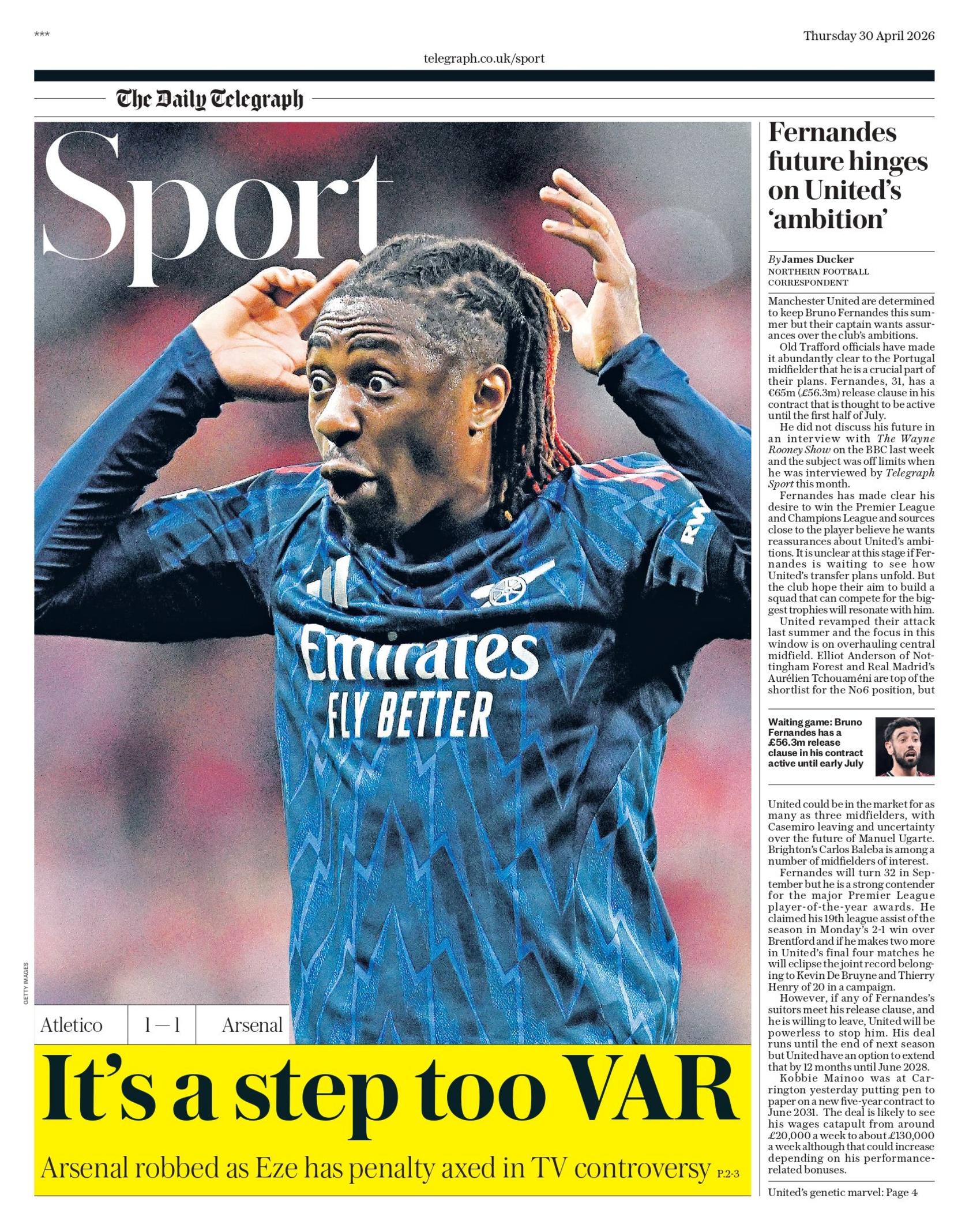 Telegraph back page