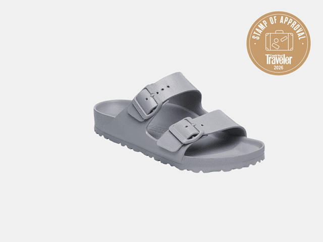 Image may contain: Clothing, Footwear, and Sandal