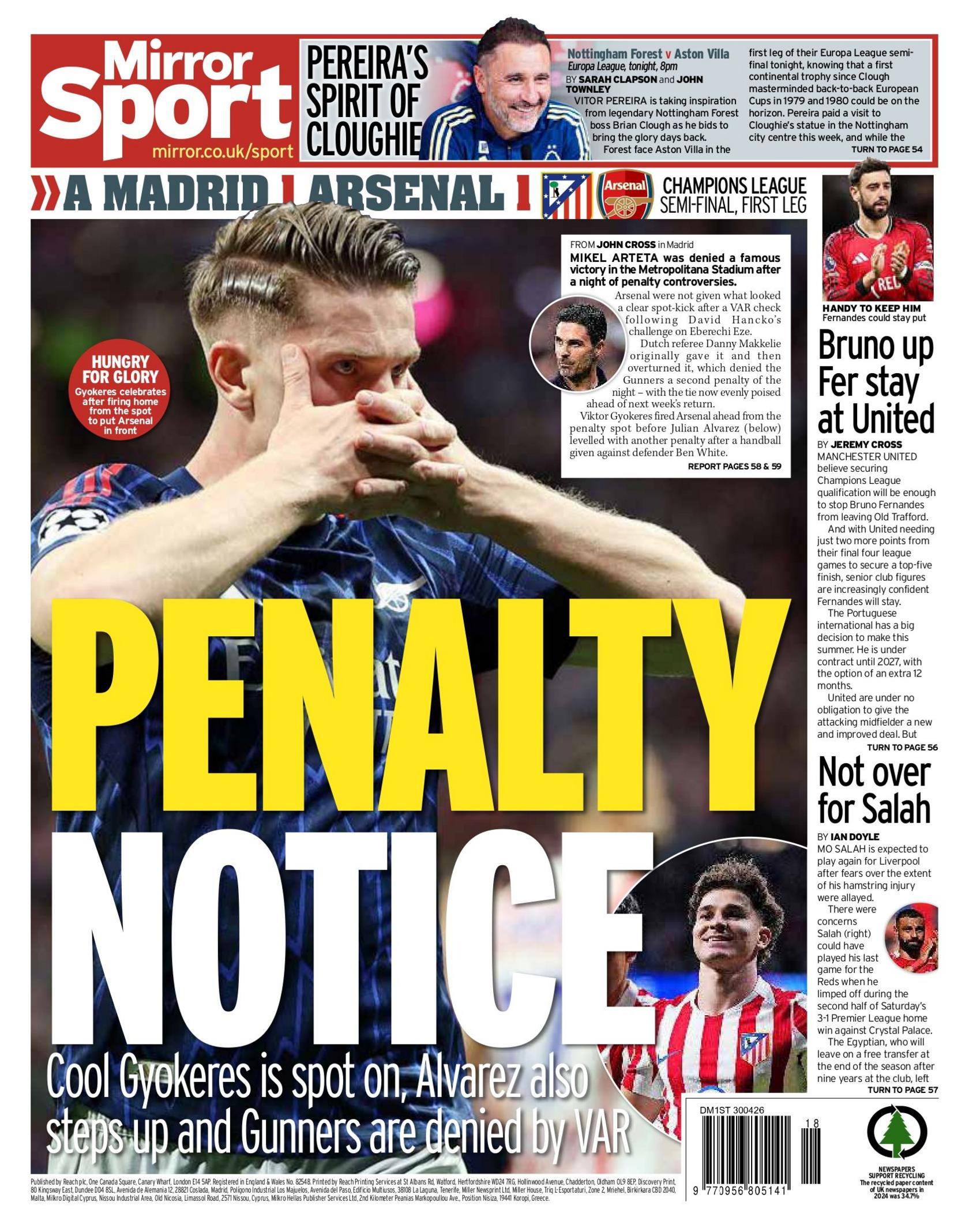 Back page of the Mirror