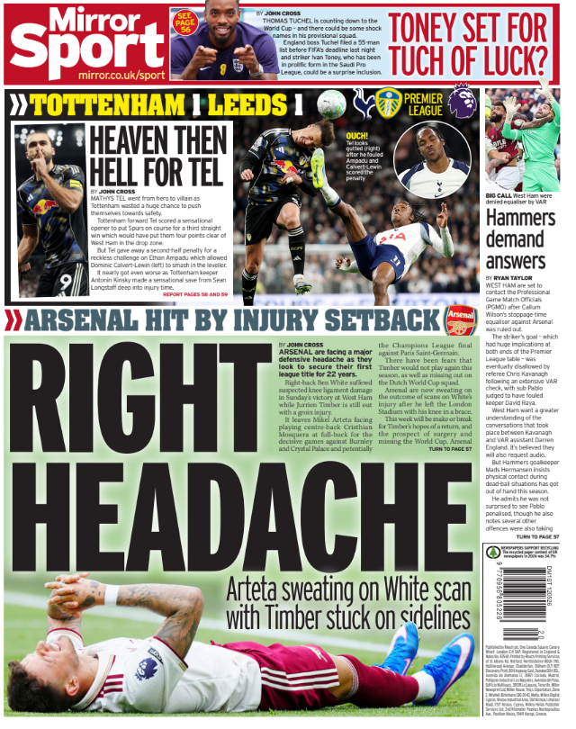 The Daily Mirror back page