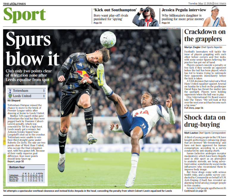 The Times back page