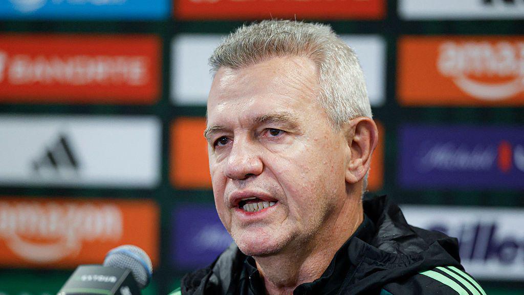 Mexico manager Javier Aguirre speaking to the media