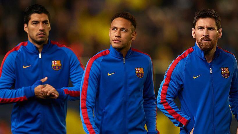 Luis Suarez (left), Neymar (centre) and Lionel Messi (right)